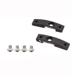 A olf Tooth B-RAD Half Bottle Adapter is shown in two pieces of CNC aluminium with the bolts to mount it to your frame