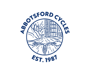 Abbotsford Cycles logo on a grey background