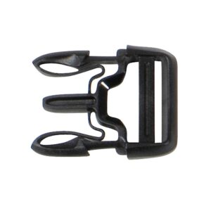 A single side of an Ortlieb X-Lite Buckle is shown in black plastic for replacing a broken buckle on a bike bag