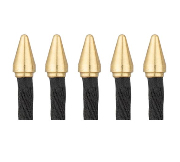 5 Dynaplug Tubeless Repair Plugs are shown with soft point brass tips & rubberized cord bases