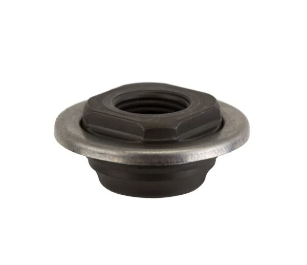 A Sturmey Archer Cone w/Dustcap HSA101 is shjown as a black steel threaded nut with a silver outer ring